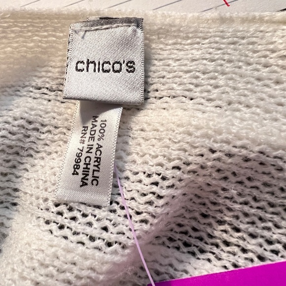 #A312 Chico’s White Ruffle Shawl Open Front Elegant Layering ResortWear One Size - Picture 3 of 4